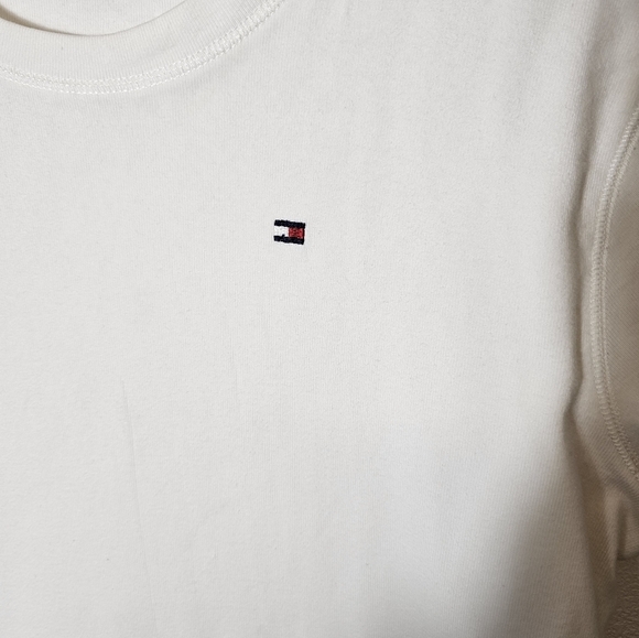 Tommy Hilfiger White Slim Fitted Y2K Short Sleeve Tee Women's XL - Picture 3 of 8